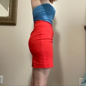 orange pencil skirt